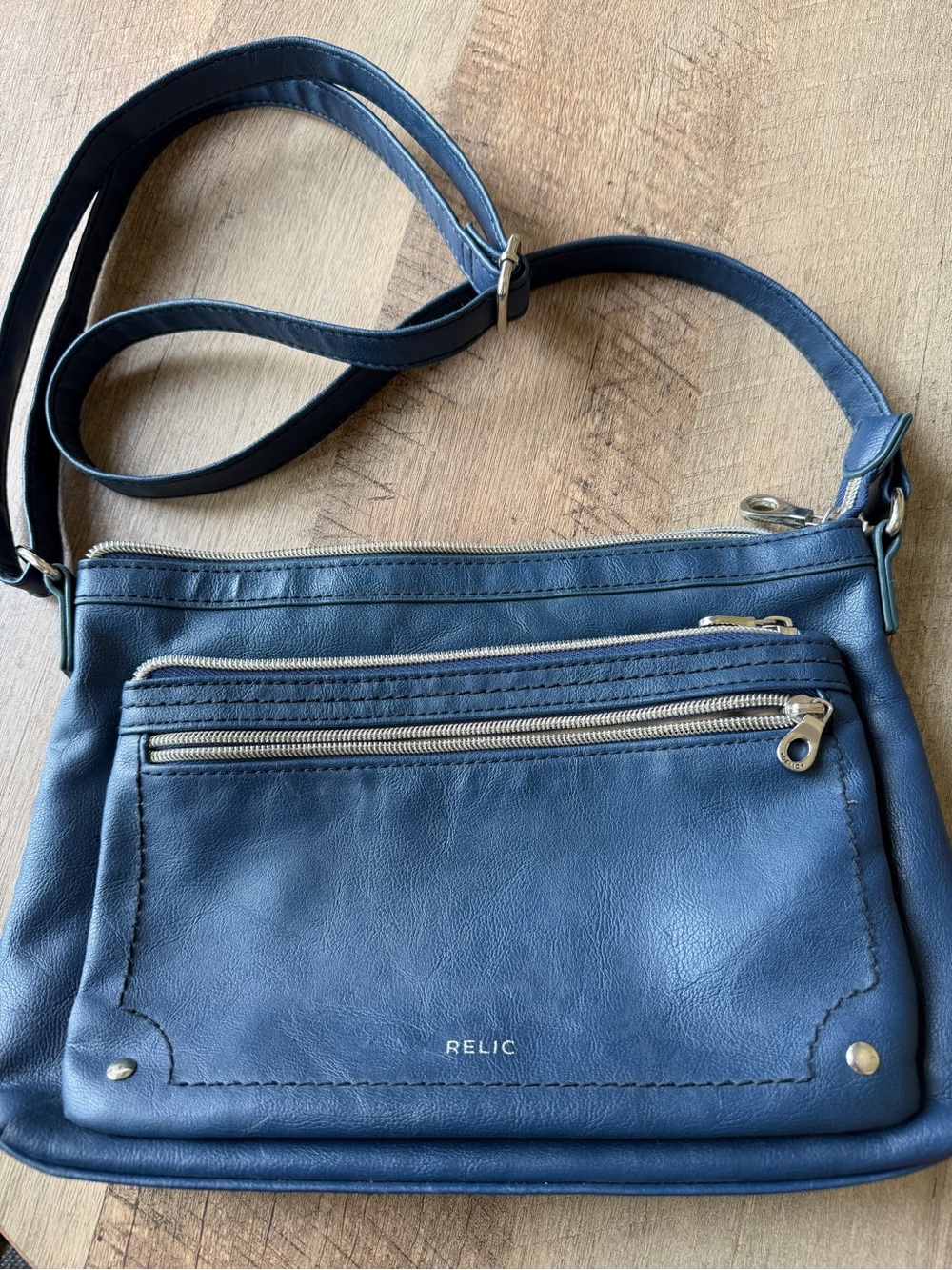 Relic Navy Blue Leather-Look Crossbody Bag